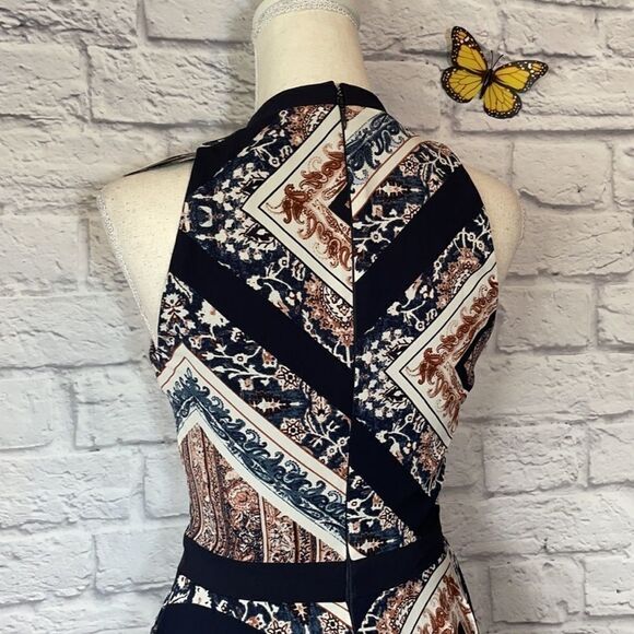 le Chateau Scarf Print Crêpe De Chine Asymmetrical Dress Size XXS - Picture 7 of 12